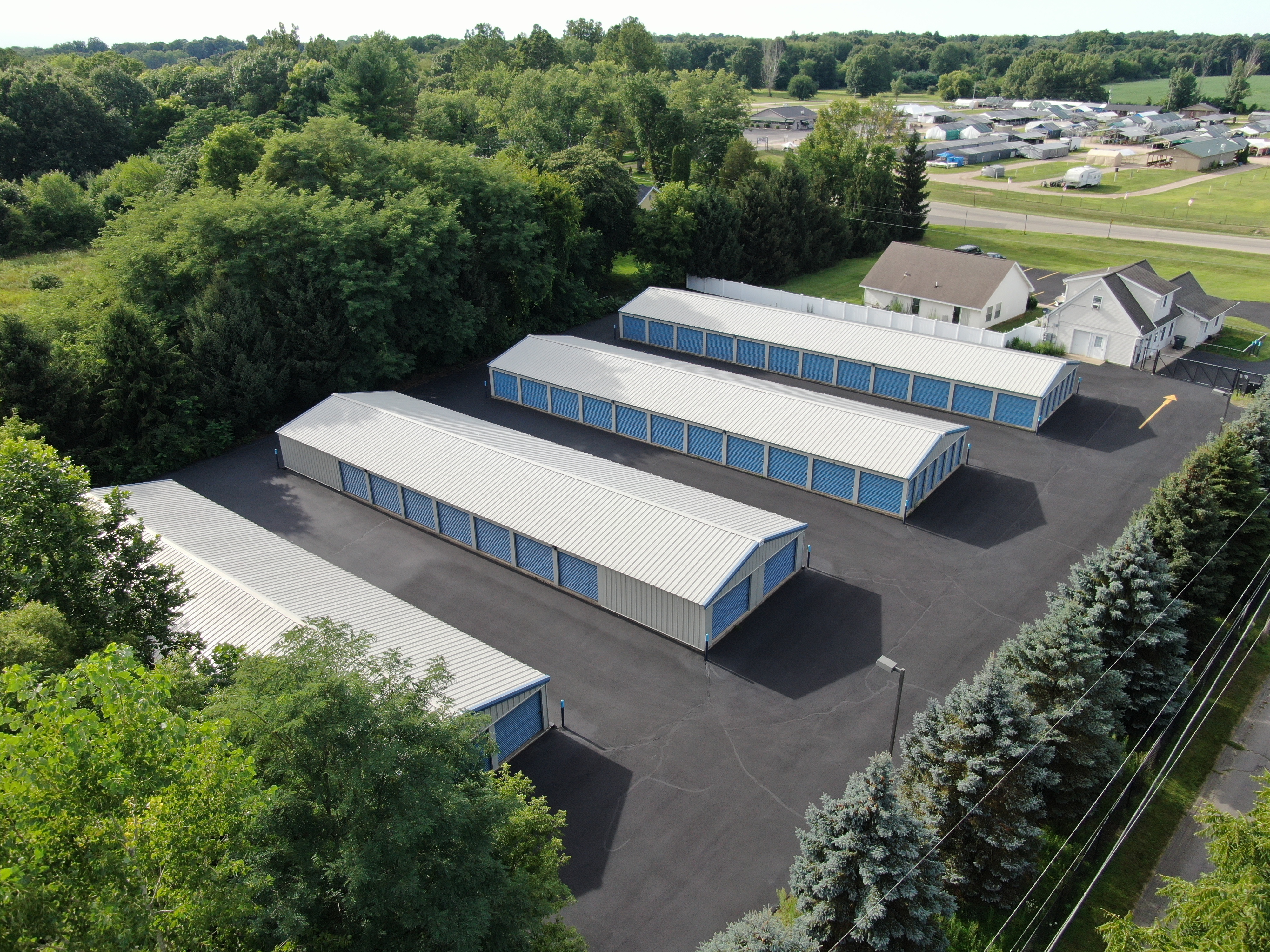 Clean self storage units with wide asphalt drives in Southwest Michigan
